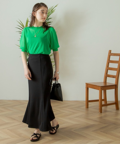 ANGIE（アンジー）の「ポンチマーメイドスカート（スカート・レディース・グリーン/ブラック/オレンジ/ピンク・FREE）」の2枚目の写真