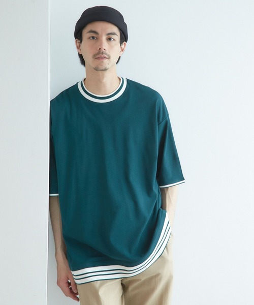 niko and...(ニコアンド)の「レイヤード風リブ使いTシャツ(Tシャツ/カットソー・メンズ・ブラック/ベージュ/グリーン・MEDIUM/LARGE)」の3枚目の写真