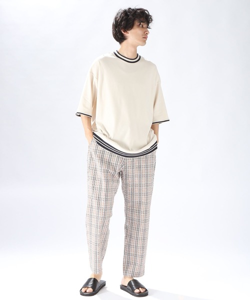 niko and...(ニコアンド)の「レイヤード風リブ使いTシャツ(Tシャツ/カットソー・メンズ・ブラック/ベージュ/グリーン・MEDIUM/LARGE)」の14枚目の写真