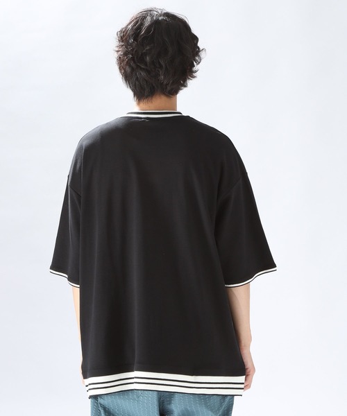 niko and...(ニコアンド)の「レイヤード風リブ使いTシャツ(Tシャツ/カットソー・メンズ・ブラック/ベージュ/グリーン・MEDIUM/LARGE)」の8枚目の写真