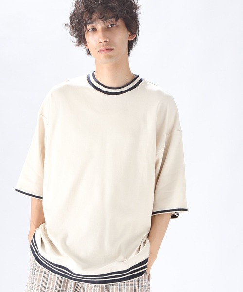 niko and...(ニコアンド)の「レイヤード風リブ使いTシャツ(Tシャツ/カットソー・メンズ・ブラック/ベージュ/グリーン・MEDIUM/LARGE)」の21枚目の写真