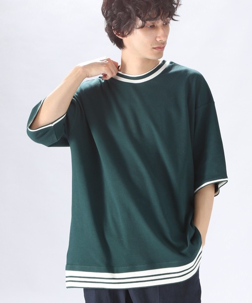 niko and...(ニコアンド)の「レイヤード風リブ使いTシャツ(Tシャツ/カットソー・メンズ・ブラック/ベージュ/グリーン・MEDIUM/LARGE)」の22枚目の写真