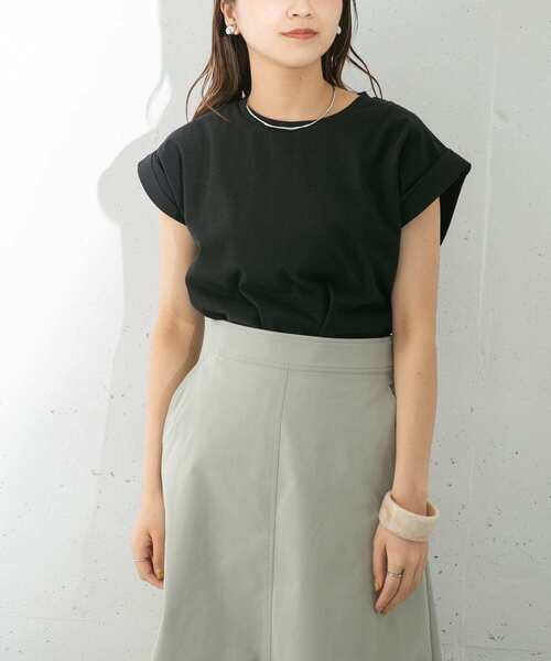 KBF（ケイビーエフ）の「ショルダータックフレンチスリーブTシャツ（Tシャツ/カットソー・レディース・ブラック/ベージュ系その他/ホワイト/グリーン・ONE）」の10枚目の写真