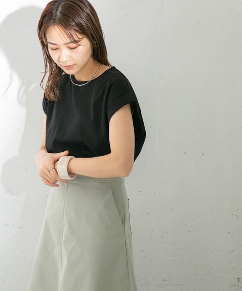 KBF（ケイビーエフ）の「ショルダータックフレンチスリーブTシャツ（Tシャツ/カットソー・レディース・ブラック/ベージュ系その他/ホワイト/グリーン・ONE）」の11枚目の写真