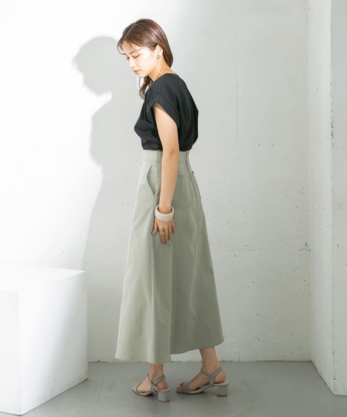 KBF（ケイビーエフ）の「ショルダータックフレンチスリーブTシャツ（Tシャツ/カットソー・レディース・ブラック/ベージュ系その他/ホワイト/グリーン・ONE）」の13枚目の写真