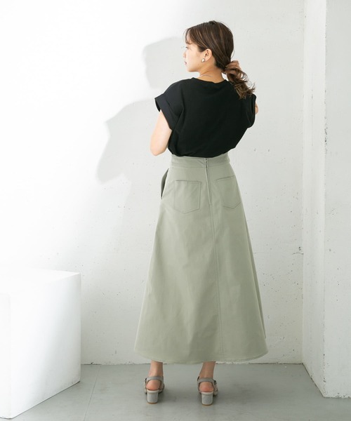 KBF（ケイビーエフ）の「ショルダータックフレンチスリーブTシャツ（Tシャツ/カットソー・レディース・ブラック/ベージュ系その他/ホワイト/グリーン・ONE）」の14枚目の写真