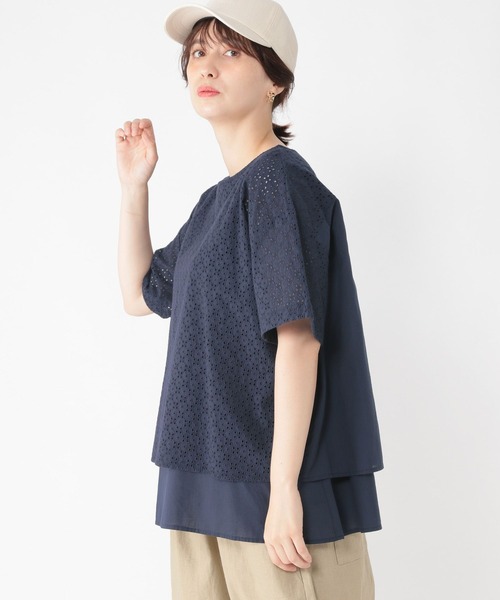 studio CLIP（スタディオクリップ）の「刺繍×ローン切り替えブラウス（シャツ/ブラウス・レディース・ブラック/オフホワイト/ネイビー・FREE）」の3枚目の写真