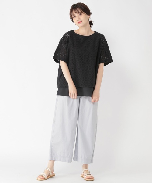 studio CLIP（スタディオクリップ）の「刺繍×ローン切り替えブラウス（シャツ/ブラウス・レディース・ブラック/オフホワイト/ネイビー・FREE）」の4枚目の写真