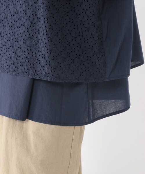 studio CLIP（スタディオクリップ）の「刺繍×ローン切り替えブラウス（シャツ/ブラウス・レディース・ブラック/オフホワイト/ネイビー・FREE）」の5枚目の写真