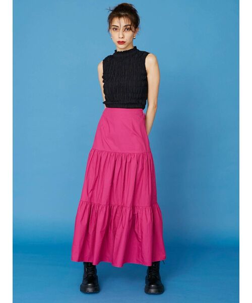 EVRIS（エヴリス）の「シャーリングノースリトップス（シャツ/ブラウス・レディース・ブラック/オレンジ/マスタード・FREE）」の21枚目の写真