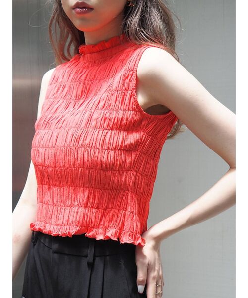 EVRIS（エヴリス）の「シャーリングノースリトップス（シャツ/ブラウス・レディース・ブラック/オレンジ/マスタード・FREE）」の19枚目の写真