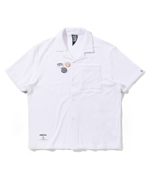 BILLIONAIRE BOYS CLUB(ビリオネア・ボーイズ・クラブ)の「PILE OPEN COLLAR SHIRT S/S WITH BADGE(シャツ/ブラウス・メンズ・ホワイト/ブラック/オレンジ・LARGE/X-LARGE/MEDIUM)」の2枚目の写真
