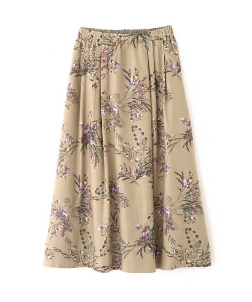 human woman(ヒューマンウーマン)の「◆ボタニカル柄スカート(スカート・レディース・ベージュ系その他3/グリーン系その他4・MEDIUM)」の3枚目の写真