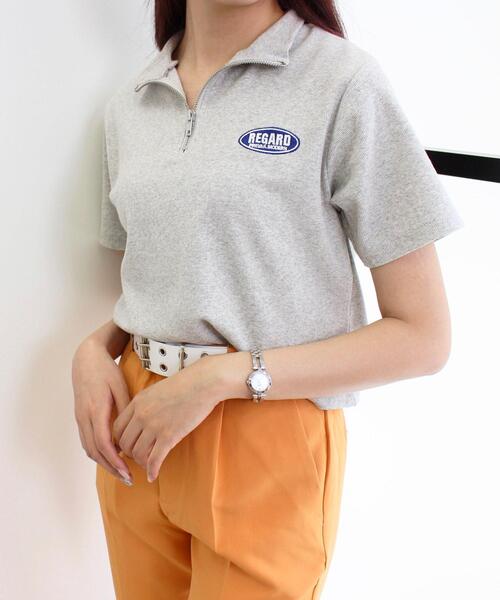 INGNI(イング)の「ハーフZIP/リブトップス(Tシャツ/カットソー・レディース・ブラック/ブラウン/オフホワイト/オートミール・M)」の2枚目の写真
