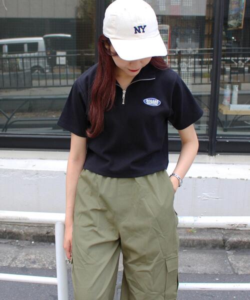 INGNI(イング)の「ハーフZIP/リブトップス(Tシャツ/カットソー・レディース・ブラック/ブラウン/オフホワイト/オートミール・M)」の15枚目の写真