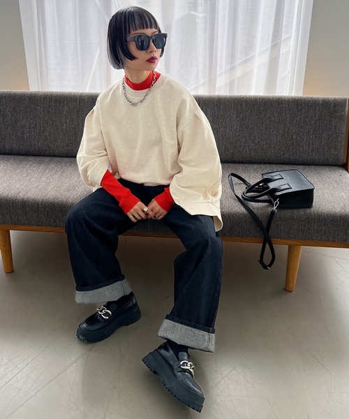 PAGEBOY（ページボーイ）の「マントスリーブスウェット（スウェット・レディース・ブラック/オートミール/ブルー系その他/ブラウン系その他・FREE）」の17枚目の写真