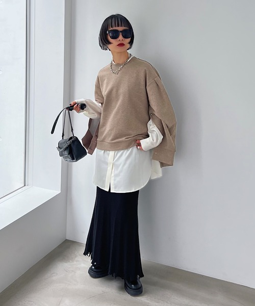 PAGEBOY（ページボーイ）の「マントスリーブスウェット（スウェット・レディース・ブラック/オートミール/ブルー系その他/ブラウン系その他・FREE）」の9枚目の写真