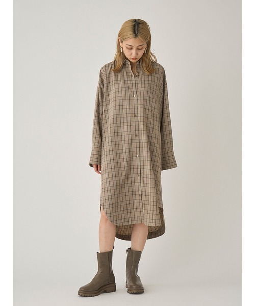 SNIDEL(スナイデル)の「コクーンシルエットデザインシャツワンピース(シャツワンピース・レディース・チェック/ホワイト/ブルー・FREE)」の10枚目の写真