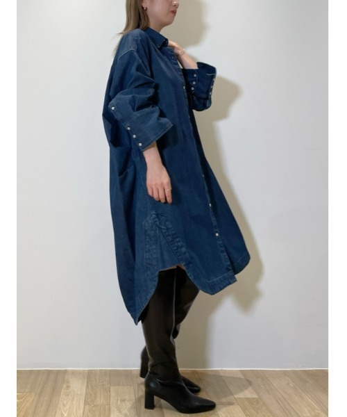 SNIDEL(スナイデル)の「コクーンシルエットデザインシャツワンピース(シャツワンピース・レディース・チェック/ホワイト/ブルー・FREE)」の9枚目の写真