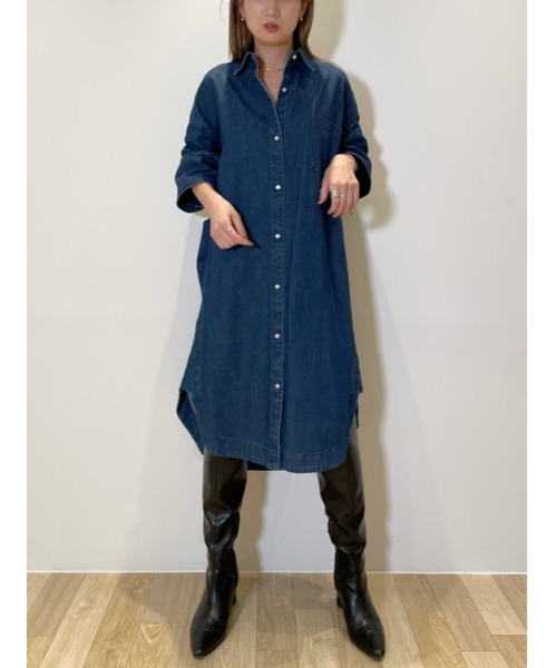 SNIDEL(スナイデル)の「コクーンシルエットデザインシャツワンピース(シャツワンピース・レディース・チェック/ホワイト/ブルー・FREE)」の6枚目の写真