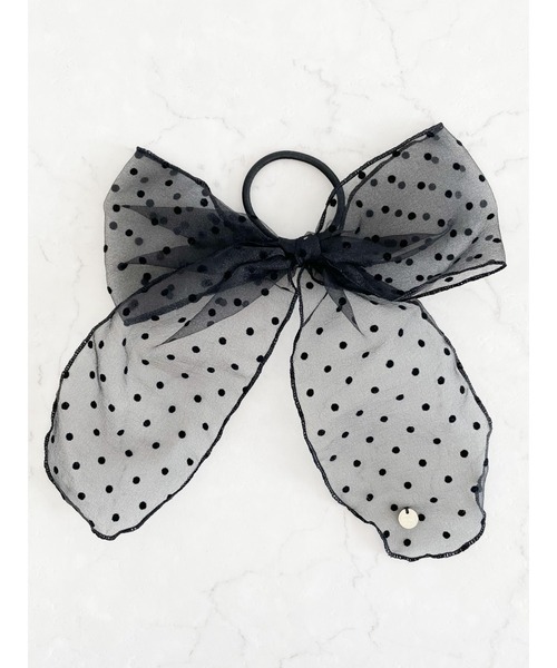 SLURR（スラ―）の「ドットリボンポニー（ヘアゴム・レディース・ブラック/ボルドー・FREE）」の5枚目の写真