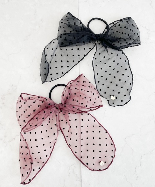 SLURR（スラ―）の「ドットリボンポニー（ヘアゴム・レディース・ブラック/ボルドー・FREE）」の4枚目の写真