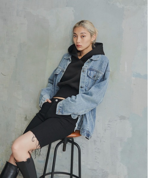 FIG&VIPER(フィグアンドバイパー)の「ストレッチデニムバイカーパンツ(その他パンツ・レディース・ブラック・S/M/L)」の6枚目の写真