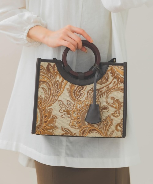 RODE SKO（ロデスコ）の「プチジャガードウッドハンドルトート（トートバッグ・レディース・ブラウン・ONE）」の7枚目の写真