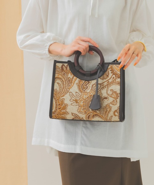 RODE SKO（ロデスコ）の「プチジャガードウッドハンドルトート（トートバッグ・レディース・ブラウン・ONE）」の12枚目の写真