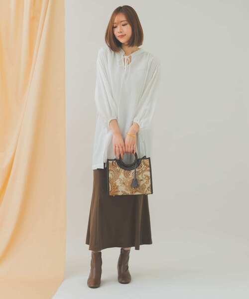 RODE SKO（ロデスコ）の「プチジャガードウッドハンドルトート（トートバッグ・レディース・ブラウン・ONE）」の14枚目の写真