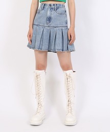 PUNYUS | プリーツヘムデニムミニスカート(デニムスカート)