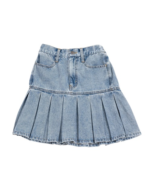 PUNYUS（プニュズ）の「プリーツヘムデニムミニスカート（デニムスカート・レディース・ブラック/ライトブルー・1/3/2/4）」の7枚目の写真