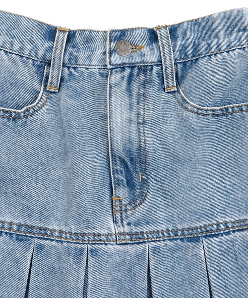 PUNYUS（プニュズ）の「プリーツヘムデニムミニスカート（デニムスカート・レディース・ブラック/ライトブルー・1/3/2/4）」の8枚目の写真