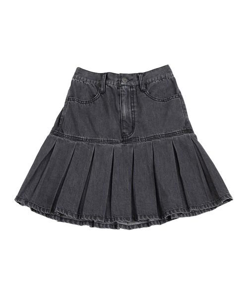 PUNYUS（プニュズ）の「プリーツヘムデニムミニスカート（デニムスカート・レディース・ブラック/ライトブルー・1/3/2/4）」の13枚目の写真