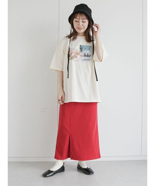 ehka sopo（エヘカソポ）の「フォトプリントTシャツ（Tシャツ/カットソー・レディース・ブラウン/キナリ/オレンジ/ミント・ﾌﾘ-）」の7枚目の写真