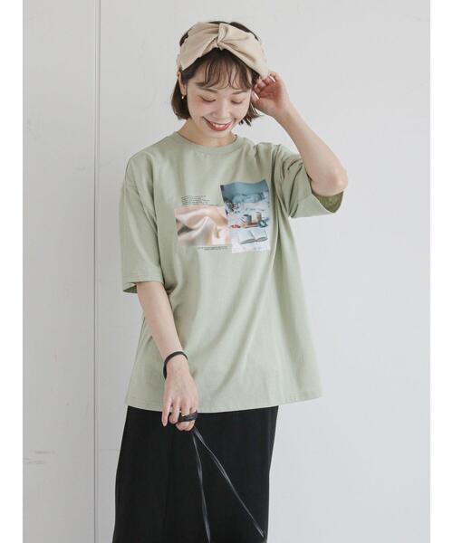 ehka sopo（エヘカソポ）の「フォトプリントTシャツ（Tシャツ/カットソー・レディース・ブラウン/キナリ/オレンジ/ミント・ﾌﾘ-）」の19枚目の写真