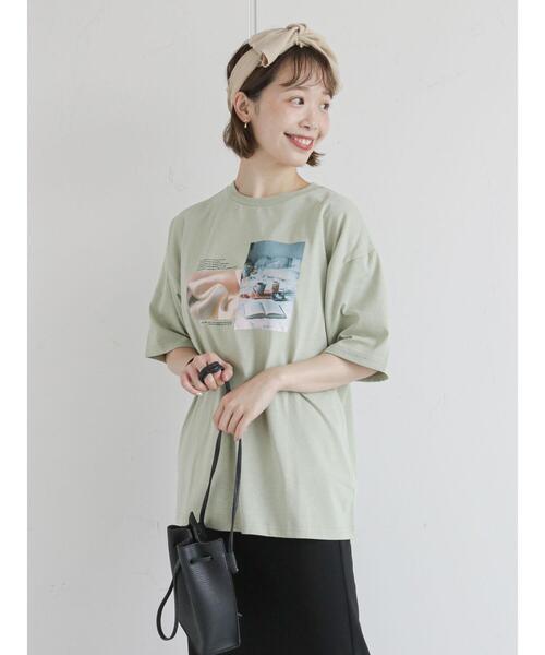 ehka sopo（エヘカソポ）の「フォトプリントTシャツ（Tシャツ/カットソー・レディース・ブラウン/キナリ/オレンジ/ミント・ﾌﾘ-）」の20枚目の写真