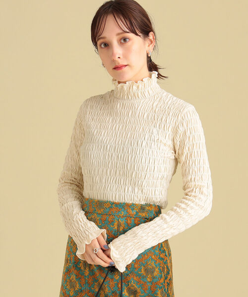 Ray BEAMS(レイビームス)の「Ray BEAMS / シャーリング ハイネック カットソー(Tシャツ/カットソー・レディース・ラベンダー/ホワイト系その他6/ブラック・ONE SIZE)」の6枚目の写真