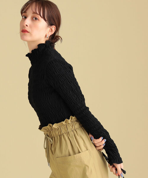 Ray BEAMS(レイビームス)の「Ray BEAMS / シャーリング ハイネック カットソー(Tシャツ/カットソー・レディース・ラベンダー/ホワイト系その他6/ブラック・ONE SIZE)」の11枚目の写真