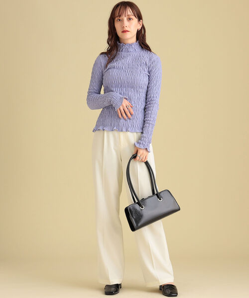 Ray BEAMS(レイビームス)の「Ray BEAMS / シャーリング ハイネック カットソー(Tシャツ/カットソー・レディース・ラベンダー/ホワイト系その他6/ブラック・ONE SIZE)」の18枚目の写真