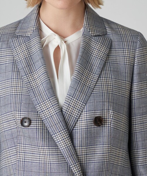 セール】ブルーウィンドウペーン ダブルブレストジャケット