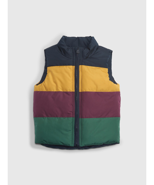 GAP(ギャップ)の「リバーシブル パファーベスト(幼児)(ダウンベスト・キッズ・ブルー・12-18M/18-24M/2 YRS/3 YRS/4 YRS/5 YRS)」の1枚目の写真