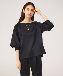 qualite | 《セットアップ対応》アセテートサテンパフブラウス(シャツ/ブラウス)