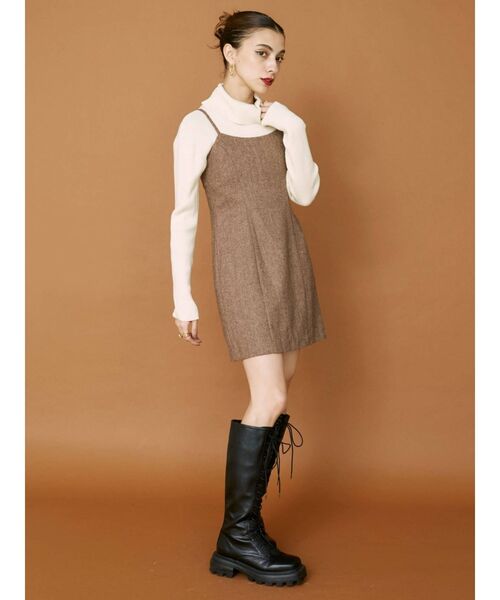 EVRIS（エヴリス）の「ツイードジャンスカ【セットアップ着用可能】（ワンピース・レディース・ブラック/パープル/ブラウン・FREE）」の4枚目の写真