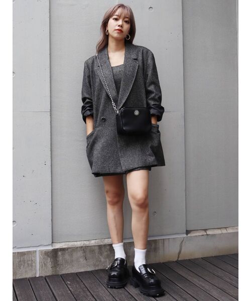 EVRIS（エヴリス）の「ツイードジャンスカ【セットアップ着用可能】（ワンピース・レディース・ブラック/パープル/ブラウン・FREE）」の7枚目の写真