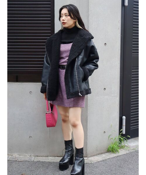 EVRIS（エヴリス）の「ツイードジャンスカ【セットアップ着用可能】（ワンピース・レディース・ブラック/パープル/ブラウン・FREE）」の21枚目の写真