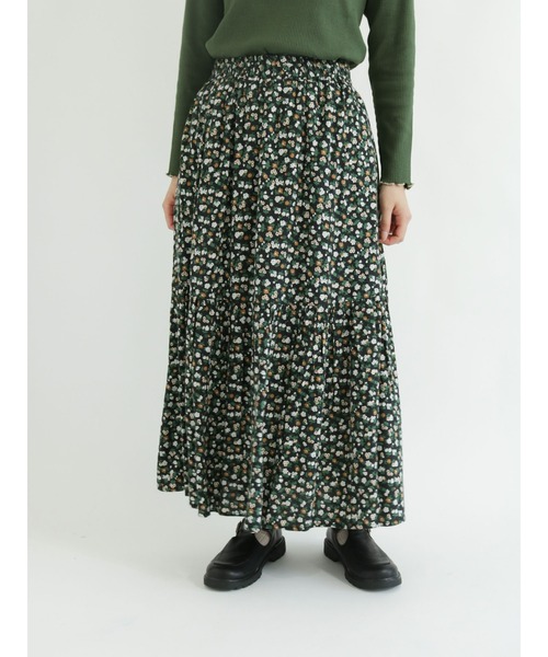 Samansa Mos2（サマンサ モスモス）の「花柄ティアードスカート（スカート・レディース・ベージュ/パープル/チャコールグレー・ﾌﾘ-）」の2枚目の写真