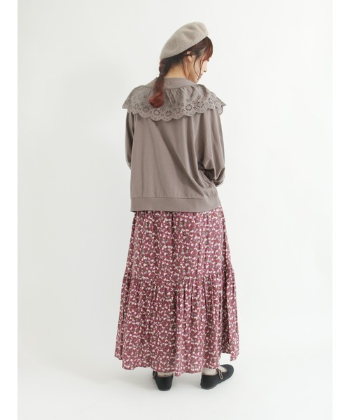 Samansa Mos2（サマンサ モスモス）の「花柄ティアードスカート（スカート・レディース・ベージュ/パープル/チャコールグレー・ﾌﾘ-）」の5枚目の写真