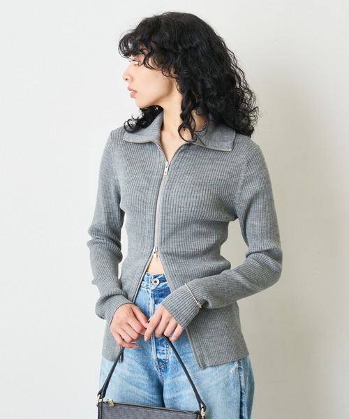 Whim Gazette（ウィムガゼット）の「ZIPニット（ニット/セーター・レディース・ブラック/グレー・FREE）」の7枚目の写真