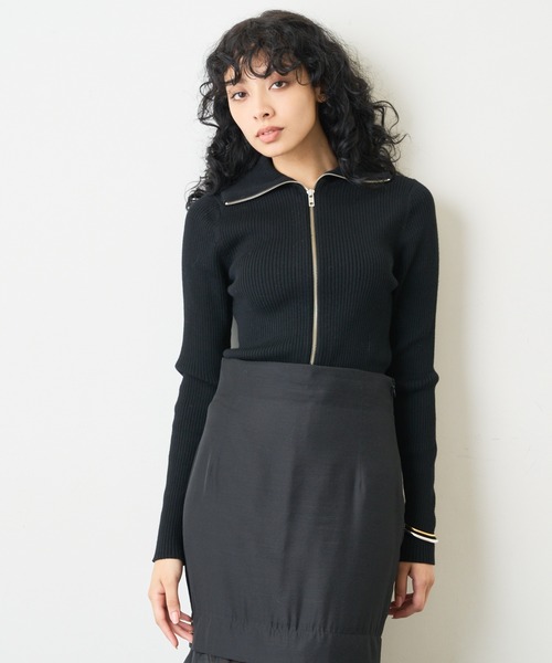 Whim Gazette（ウィムガゼット）の「ZIPニット（ニット/セーター・レディース・ブラック/グレー・FREE）」の6枚目の写真